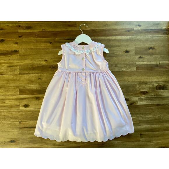 The Oaks Apparel Lulu Pink Yellow Embroidered Lemons Sleeveless Lace Dress 4 - Picture 5 of 7